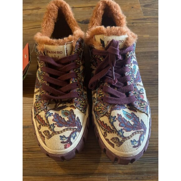 Farm Rio Faux Fur Platform Sneakers Tapestry Beige Size 9 US 40 EUR New With Tag - Picture 2 of 6